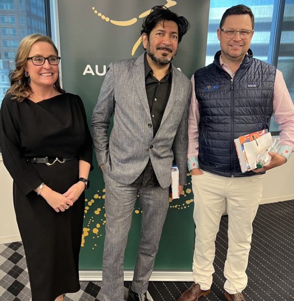 Anne O'Niell, Dr Siddhartha Mukherjee and Dr Daniel Getts, BIO23. Photo supplied.